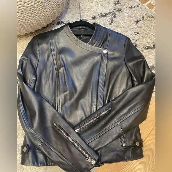 Theory Lamb Leather Biker Jacket - size small - Picture 3 of 3